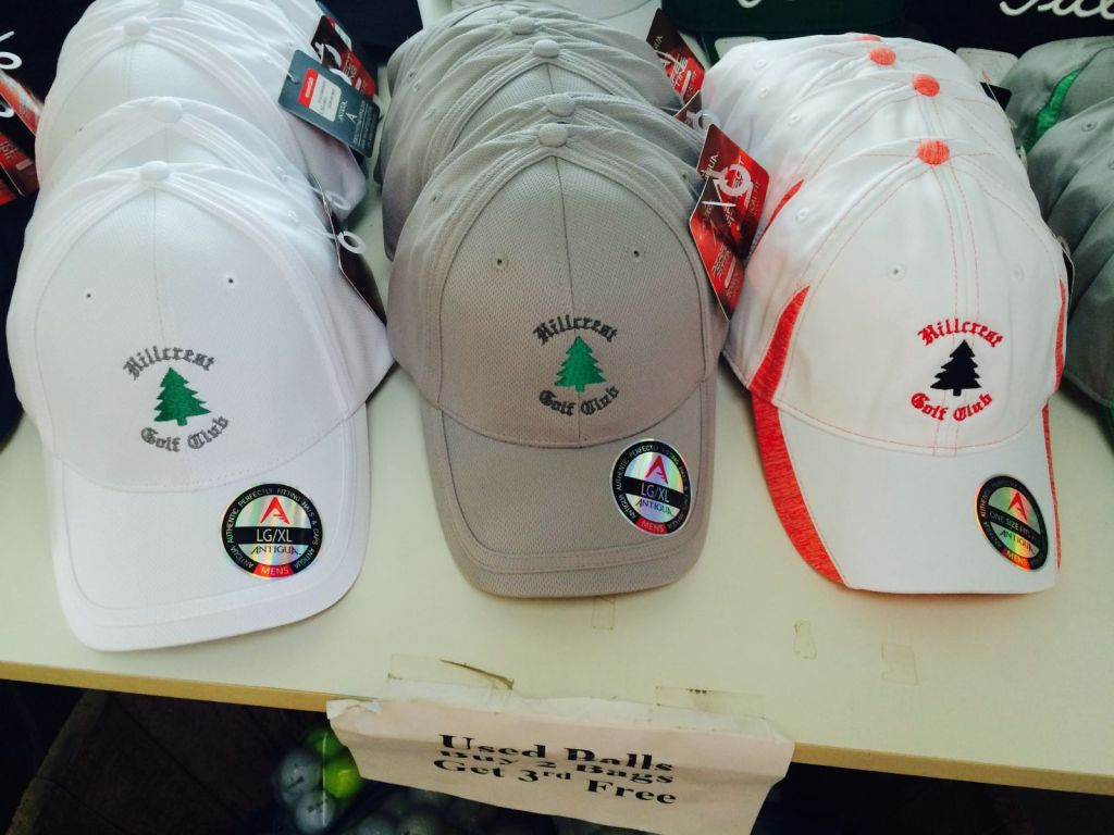 selection of hats available at the proshop